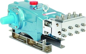 Plunger pump with two-piece manifold delivers high pressure and flow